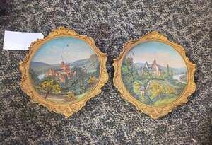 Minton Wall Plate Castle Relief Set Of 2 Gold